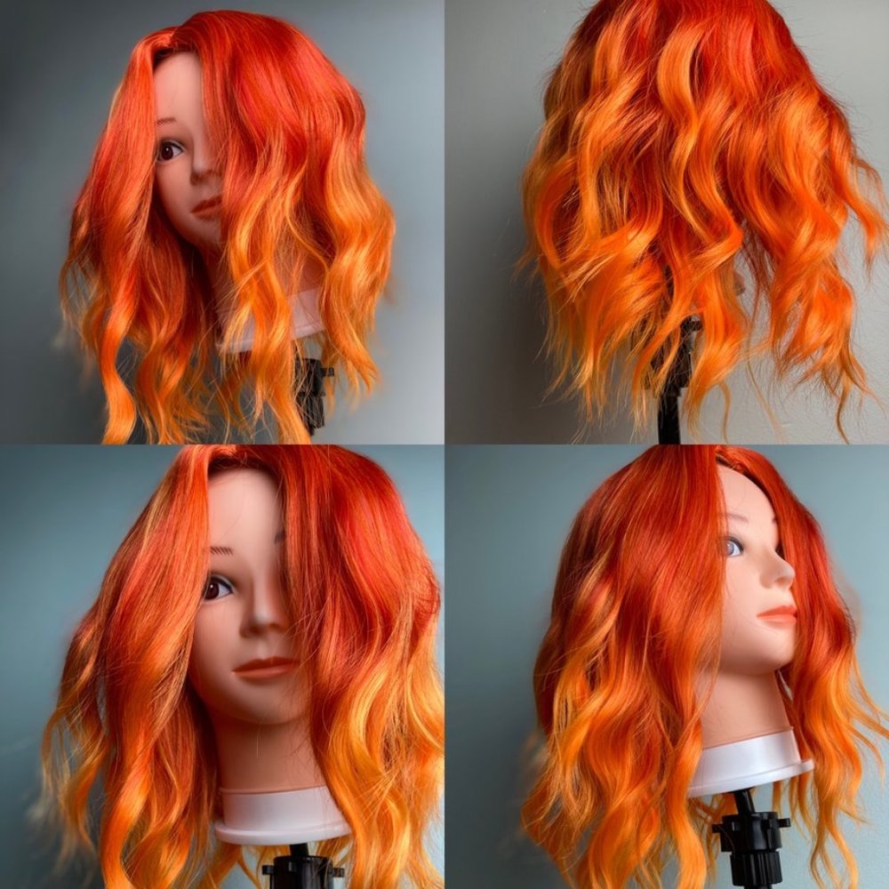 Fire Orange Ombre Bob Wig